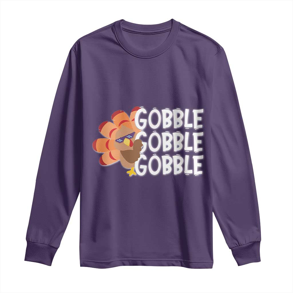 Thanksgiving Gobble Long Sleeve Shirt Turkey Day Thanksgiving Family TS10 Purple Print Your Wear