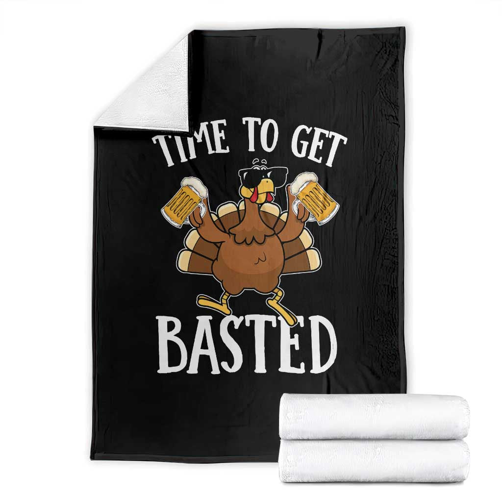 Funny Beer Thanksgiving Turkey Throw Blanket Time To Get Basted TS10 Black Print Your Wear