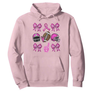 Football Breast Cancer Awareness Hoodie Football Coquette Bow Pink Ribbon Game Day TS10 Light Pink Print Your Wear