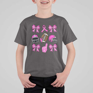 Football Breast Cancer Awareness T Shirt For Kid Football Coquette Bow Pink Ribbon Game Day TS10 Dark Chocolate Print Your Wear