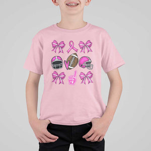 Football Breast Cancer Awareness T Shirt For Kid Football Coquette Bow Pink Ribbon Game Day TS10 Light Pink Print Your Wear