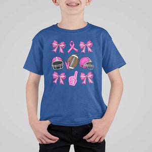 Football Breast Cancer Awareness T Shirt For Kid Football Coquette Bow Pink Ribbon Game Day TS10 Royal Blue Print Your Wear