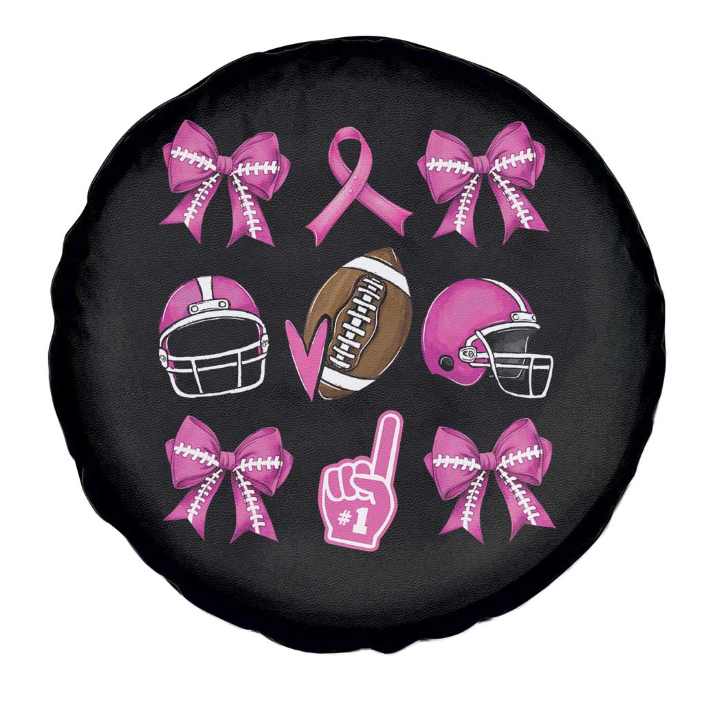 Football Breast Cancer Awareness Spare Tire Cover Football Coquette Bow Pink Ribbon Game Day TS10 Print Your Wear