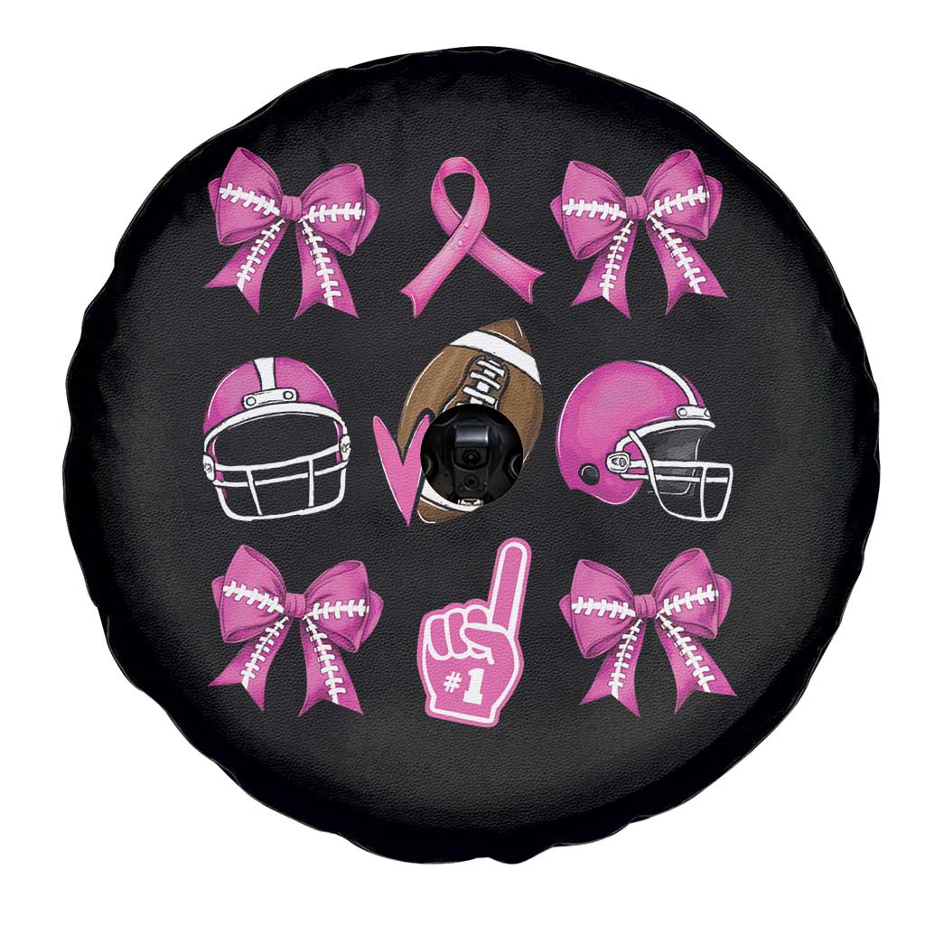 Football Breast Cancer Awareness Spare Tire Cover Football Coquette Bow Pink Ribbon Game Day TS10 Print Your Wear