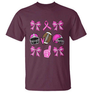 Football Breast Cancer Awareness T Shirt Football Coquette Bow Pink Ribbon Game Day TS10 Maroon Print Your Wear