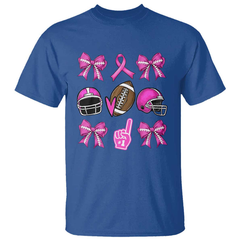 Football Breast Cancer Awareness T Shirt Football Coquette Bow Pink Ribbon Game Day TS10 Royal Blue Print Your Wear
