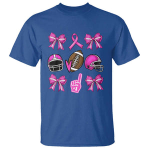 Football Breast Cancer Awareness T Shirt Football Coquette Bow Pink Ribbon Game Day TS10 Royal Blue Print Your Wear