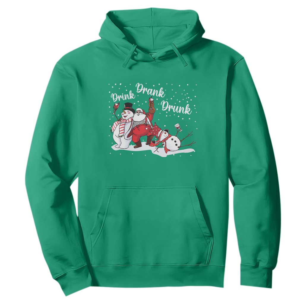 Funny Christmas Drinking Hoodie Xmas Party Drunk Santa Snowman Drinking Wine TS10 Irish Green Print Your Wear