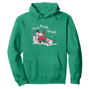 Funny Christmas Drinking Hoodie Xmas Party Drunk Santa Snowman Drinking Wine TS10 Irish Green Print Your Wear