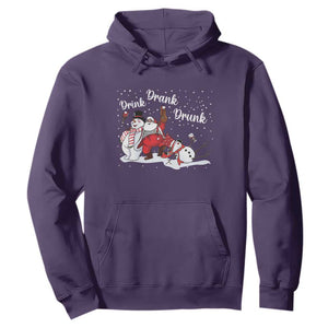 Funny Christmas Drinking Hoodie Xmas Party Drunk Santa Snowman Drinking Wine TS10 Purple Print Your Wear