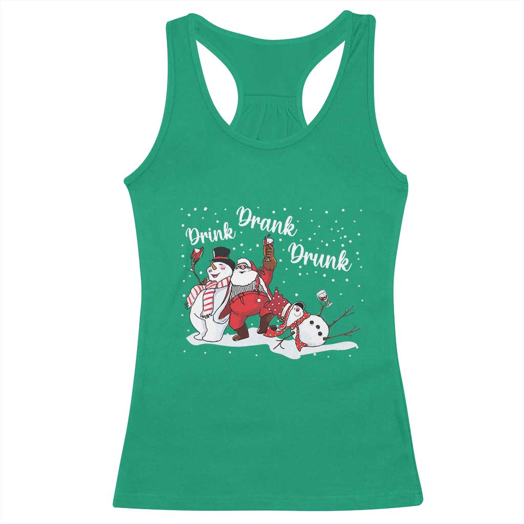 Funny Christmas Drinking Racerback Tank Top Xmas Party Drunk Santa Snowman Drinking Wine TS10 Irish Green Print Your Wear