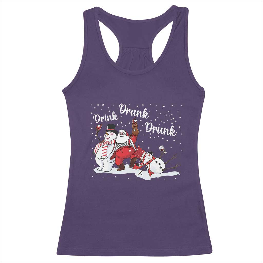Funny Christmas Drinking Racerback Tank Top Xmas Party Drunk Santa Snowman Drinking Wine TS10 Purple Print Your Wear