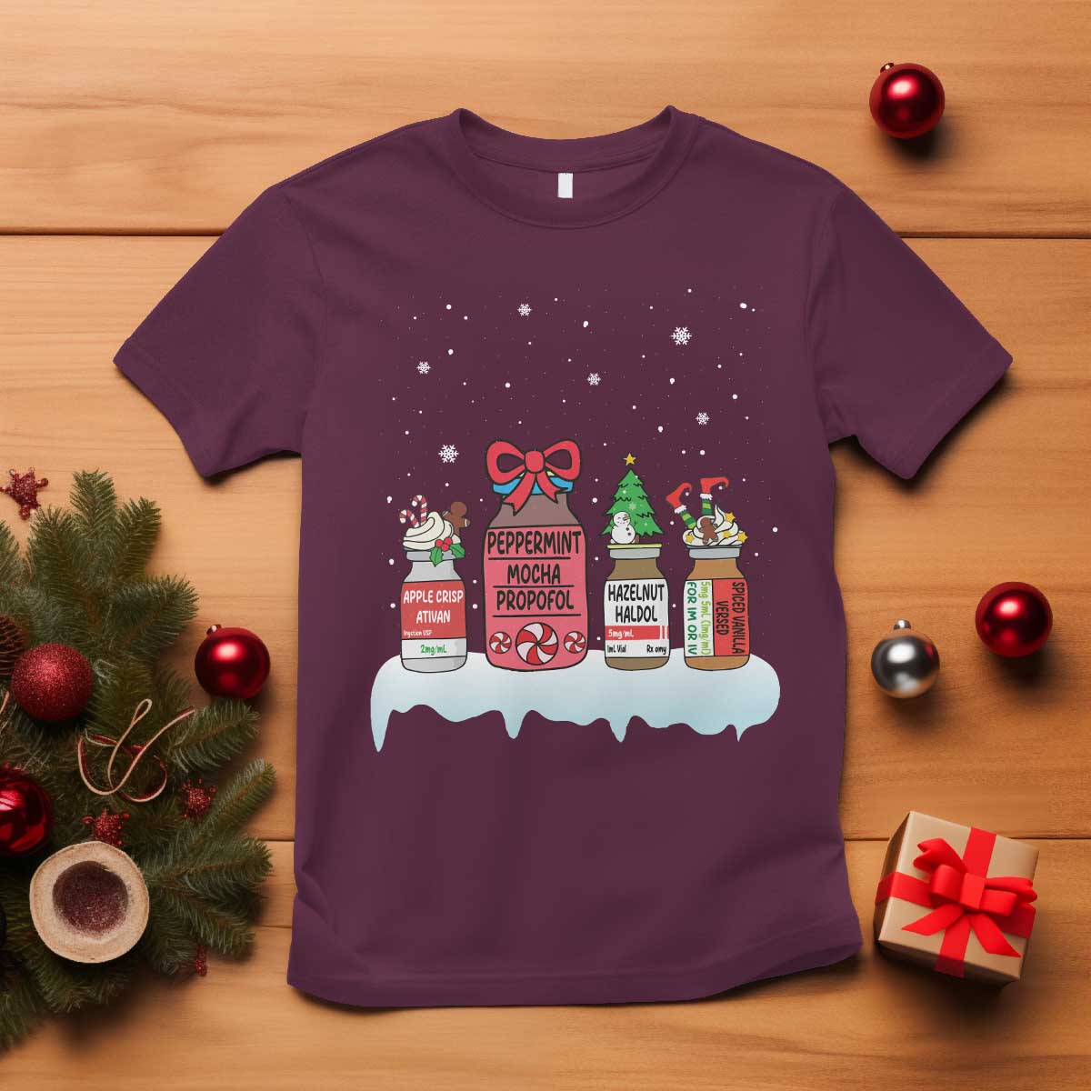 Nurse Christmas T Shirt Funny Nursing Nurse RN LPN NP Doctor Nicu TS10 Maroon Print Your Wear