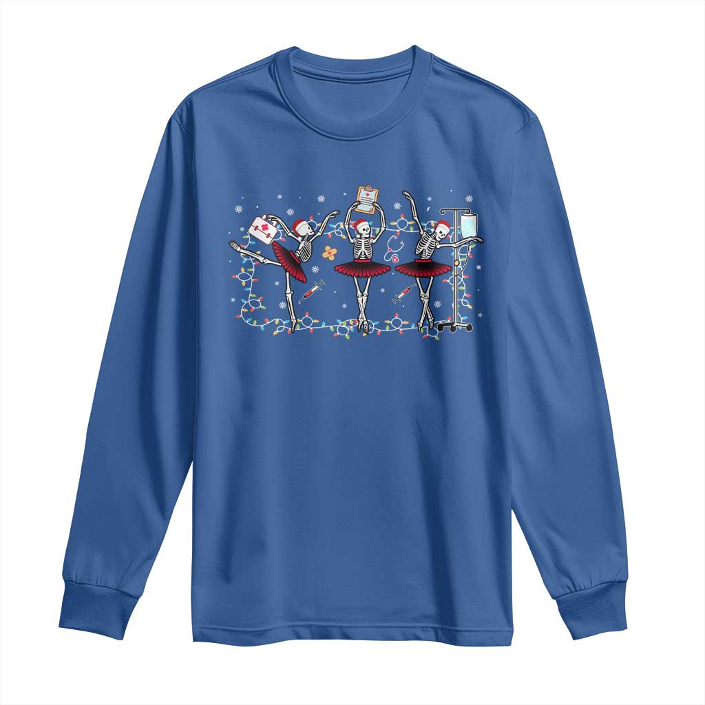 Skeleton Nurse Christmas Long Sleeve Shirt Ballerinas Ballet Dance Xmas Lights TS10 Royal Blue Print Your Wear