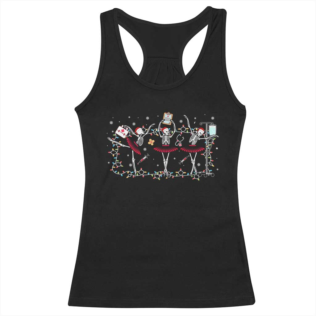 Skeleton Nurse Christmas Racerback Tank Top Ballerinas Ballet Dance Xmas Lights TS10 Black Print Your Wear