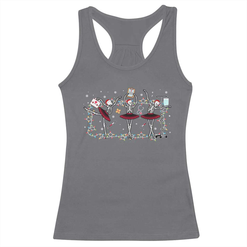 Skeleton Nurse Christmas Racerback Tank Top Ballerinas Ballet Dance Xmas Lights TS10 Charcoal Print Your Wear