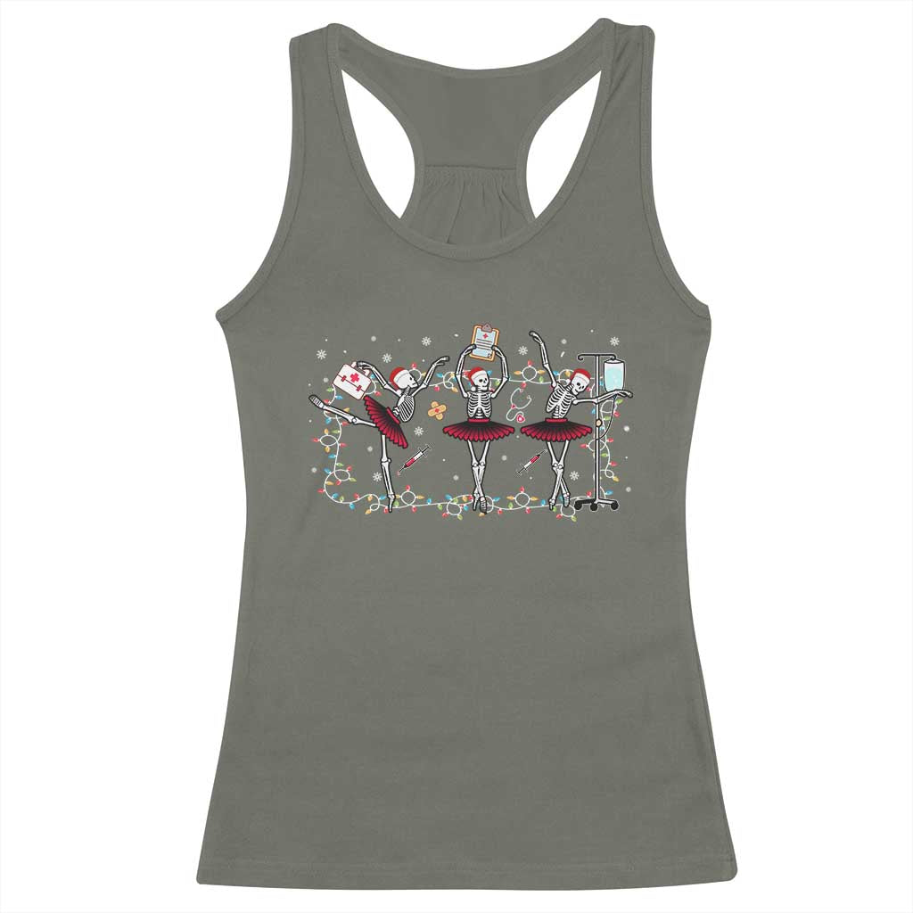 Skeleton Nurse Christmas Racerback Tank Top Ballerinas Ballet Dance Xmas Lights TS10 Military Green Print Your Wear