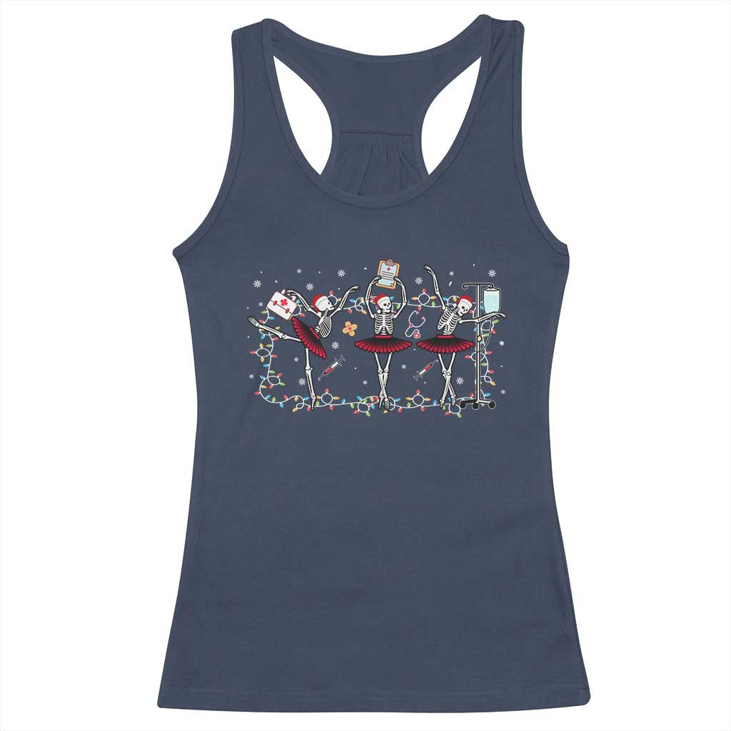 Skeleton Nurse Christmas Racerback Tank Top Ballerinas Ballet Dance Xmas Lights TS10 Navy Print Your Wear