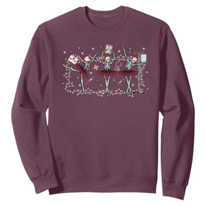 Skeleton Nurse Christmas Sweatshirt Ballerinas Ballet Dance Xmas Lights TS10 Maroon Print Your Wear