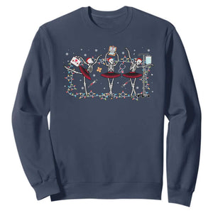 Skeleton Nurse Christmas Sweatshirt Ballerinas Ballet Dance Xmas Lights TS10 Navy Print Your Wear