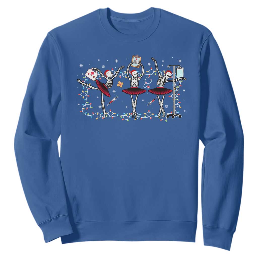 Skeleton Nurse Christmas Sweatshirt Ballerinas Ballet Dance Xmas Lights TS10 Royal Blue Print Your Wear