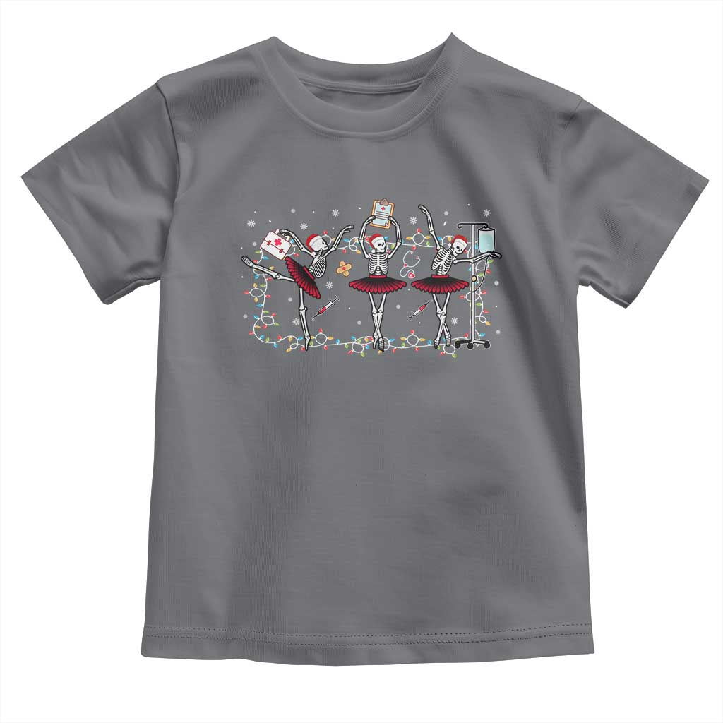 Skeleton Nurse Christmas Toddler T Shirt Ballerinas Ballet Dance Xmas Lights TS10 Charcoal Print Your Wear