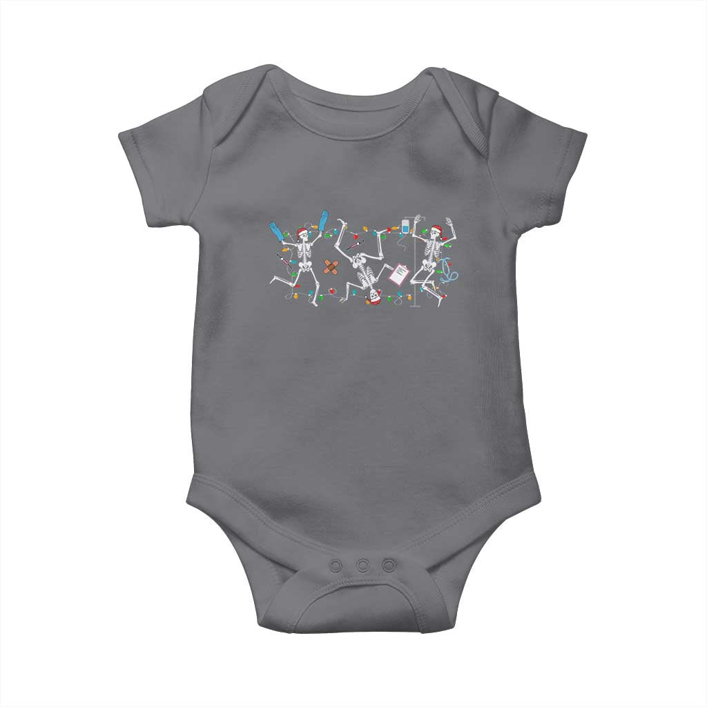 Skeleton Nurse Christmas Baby Onesie Funny Hip Hop Dancing Registered Nurse Xmas Lights TS10 Charcoal Print Your Wear