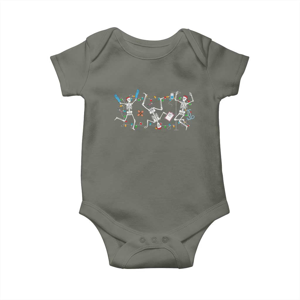 Skeleton Nurse Christmas Baby Onesie Funny Hip Hop Dancing Registered Nurse Xmas Lights TS10 Military Green Print Your Wear