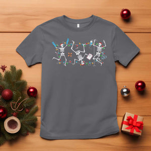 Skeleton Nurse Christmas T Shirt Funny Hip Hop Dancing Registered Nurse Xmas Lights TS10 Charcoal Print Your Wear