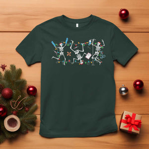 Skeleton Nurse Christmas T Shirt Funny Hip Hop Dancing Registered Nurse Xmas Lights TS10 Dark Forest Green Print Your Wear
