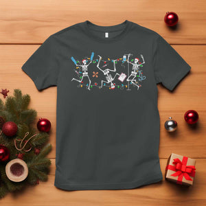 Skeleton Nurse Christmas T Shirt Funny Hip Hop Dancing Registered Nurse Xmas Lights TS10 Dark Heather Print Your Wear