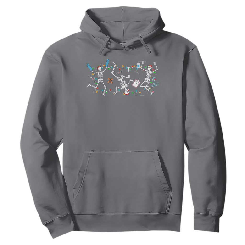 Skeleton Nurse Christmas Hoodie Funny Hip Hop Dancing Registered Nurse Xmas Lights TS10 Charcoal Print Your Wear