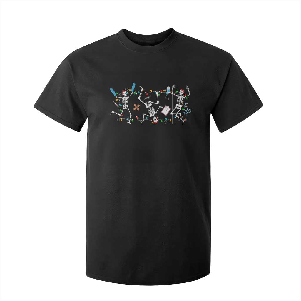 Skeleton Nurse Christmas T Shirt For Kid Funny Hip Hop Dancing Registered Nurse Xmas Lights TS10 Black Print Your Wear