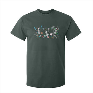 Skeleton Nurse Christmas T Shirt For Kid Funny Hip Hop Dancing Registered Nurse Xmas Lights TS10 Dark Forest Green Print Your Wear