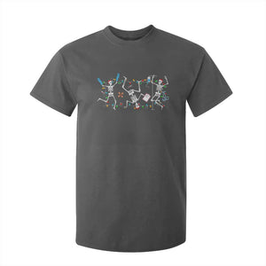 Skeleton Nurse Christmas T Shirt For Kid Funny Hip Hop Dancing Registered Nurse Xmas Lights TS10 Dark Heather Print Your Wear