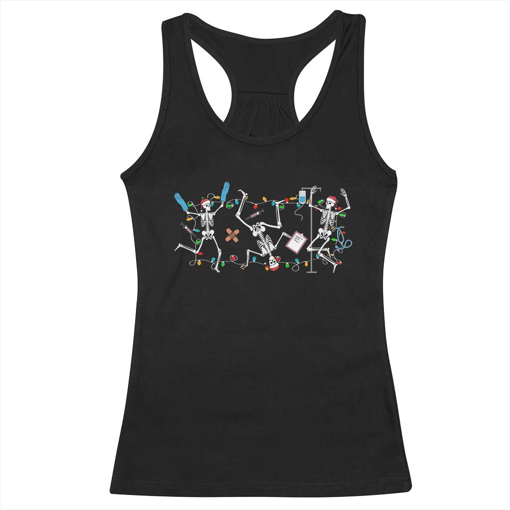 Skeleton Nurse Christmas Racerback Tank Top Funny Hip Hop Dancing Registered Nurse Xmas Lights TS10 Black Print Your Wear