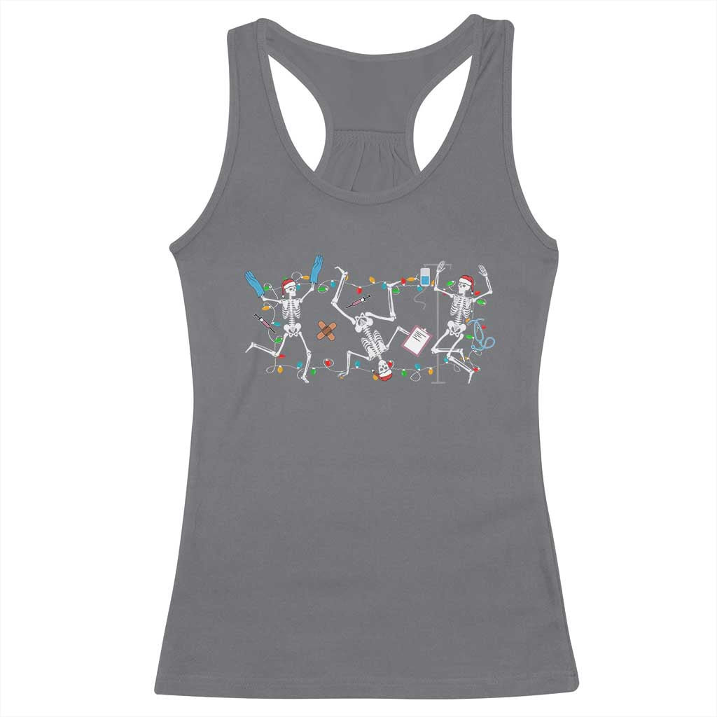 Skeleton Nurse Christmas Racerback Tank Top Funny Hip Hop Dancing Registered Nurse Xmas Lights TS10 Charcoal Print Your Wear