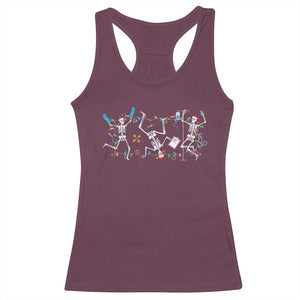 Skeleton Nurse Christmas Racerback Tank Top Funny Hip Hop Dancing Registered Nurse Xmas Lights TS10 Maroon Print Your Wear