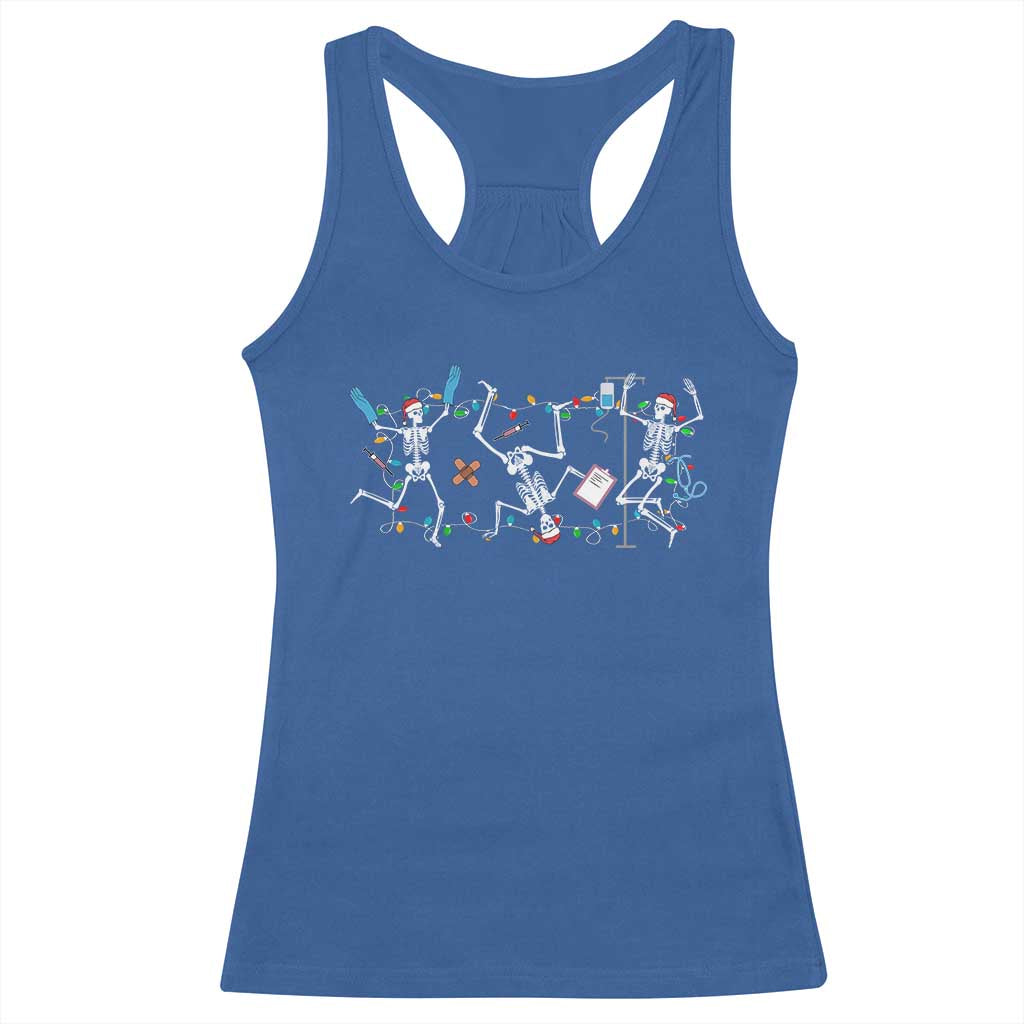 Skeleton Nurse Christmas Racerback Tank Top Funny Hip Hop Dancing Registered Nurse Xmas Lights TS10 Royal Blue Print Your Wear