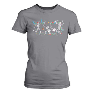 Skeleton Nurse Christmas T Shirt For Women Funny Hip Hop Dancing Registered Nurse Xmas Lights TS10 Charcoal Print Your Wear