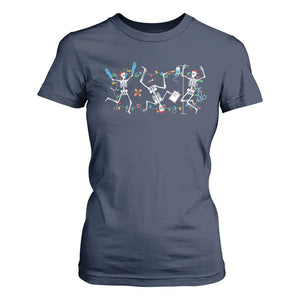 Skeleton Nurse Christmas T Shirt For Women Funny Hip Hop Dancing Registered Nurse Xmas Lights TS10 Navy Print Your Wear