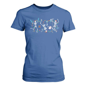 Skeleton Nurse Christmas T Shirt For Women Funny Hip Hop Dancing Registered Nurse Xmas Lights TS10 Royal Blue Print Your Wear