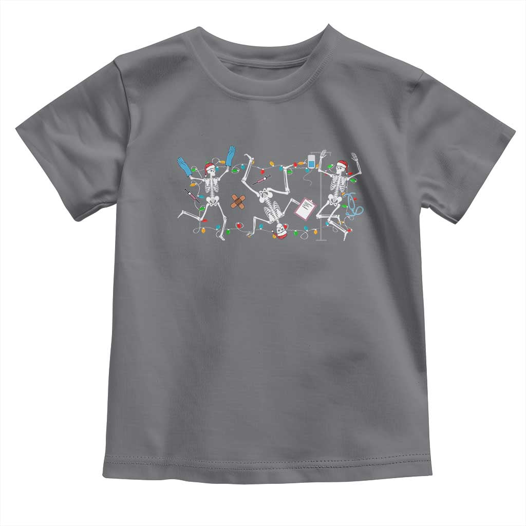 Skeleton Nurse Christmas Toddler T Shirt Funny Hip Hop Dancing Registered Nurse Xmas Lights TS10 Charcoal Print Your Wear
