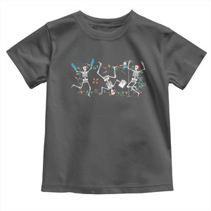 Skeleton Nurse Christmas Toddler T Shirt Funny Hip Hop Dancing Registered Nurse Xmas Lights TS10 Dark Heather Print Your Wear