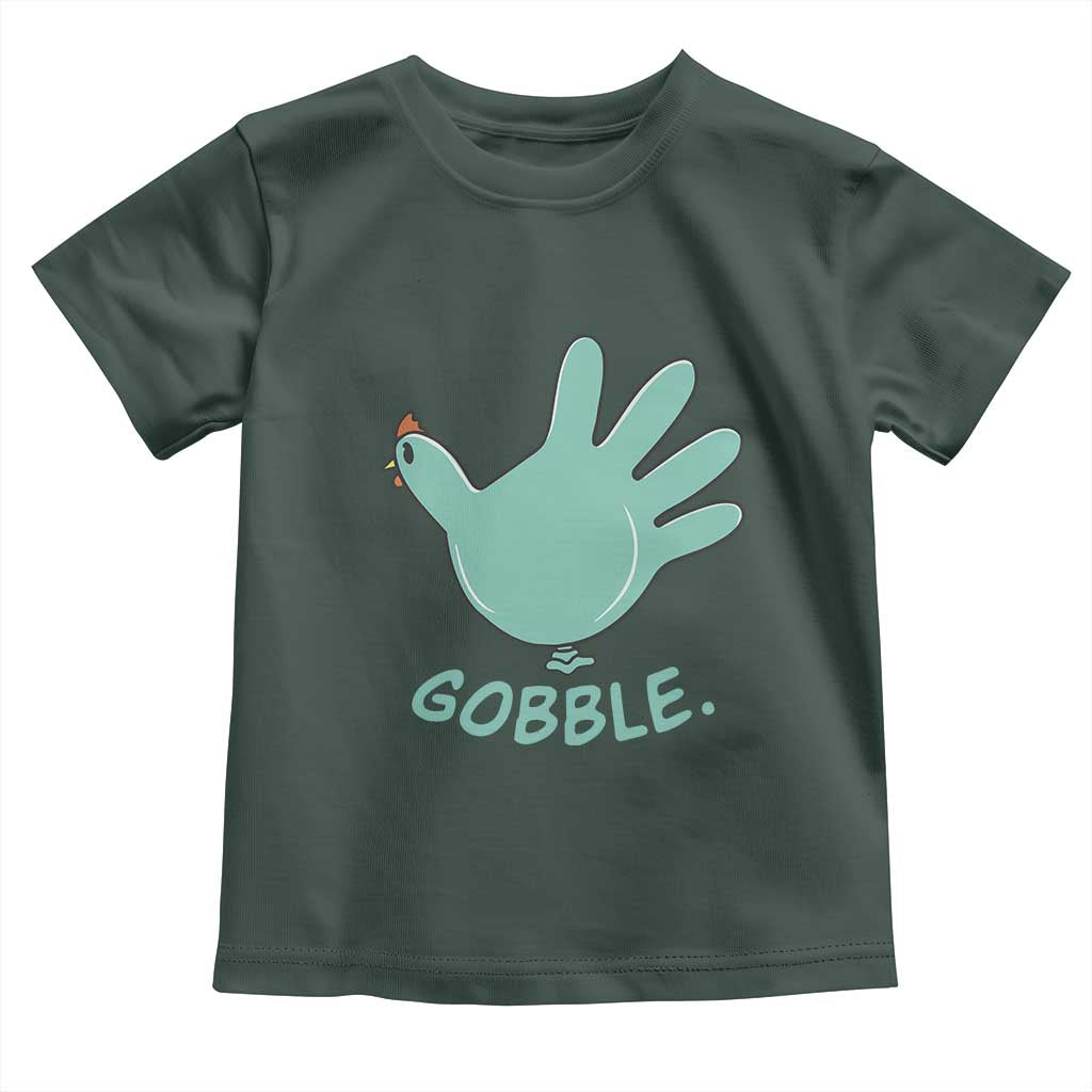 Thanksgiving Nurse Turkey Baby Shirt Turkey Glove Cute Thanksgiving Thankful Nurse Medical Assistant TS10 Dark Forest Green Print Your Wear