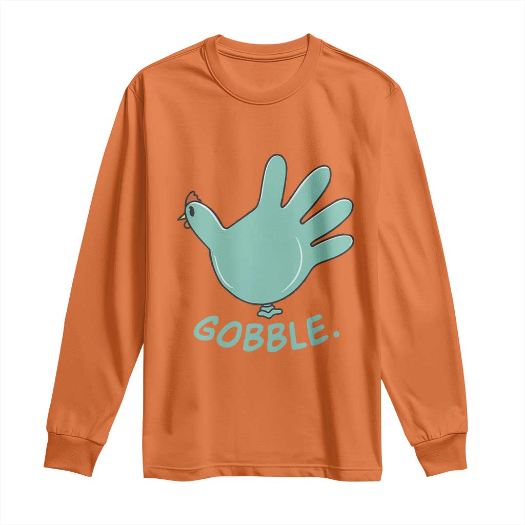 Thanksgiving Nurse Turkey Long Sleeve Shirt Turkey Glove Cute Thanksgiving Thankful Nurse Medical Assistant TS10 Orange Print Your Wear
