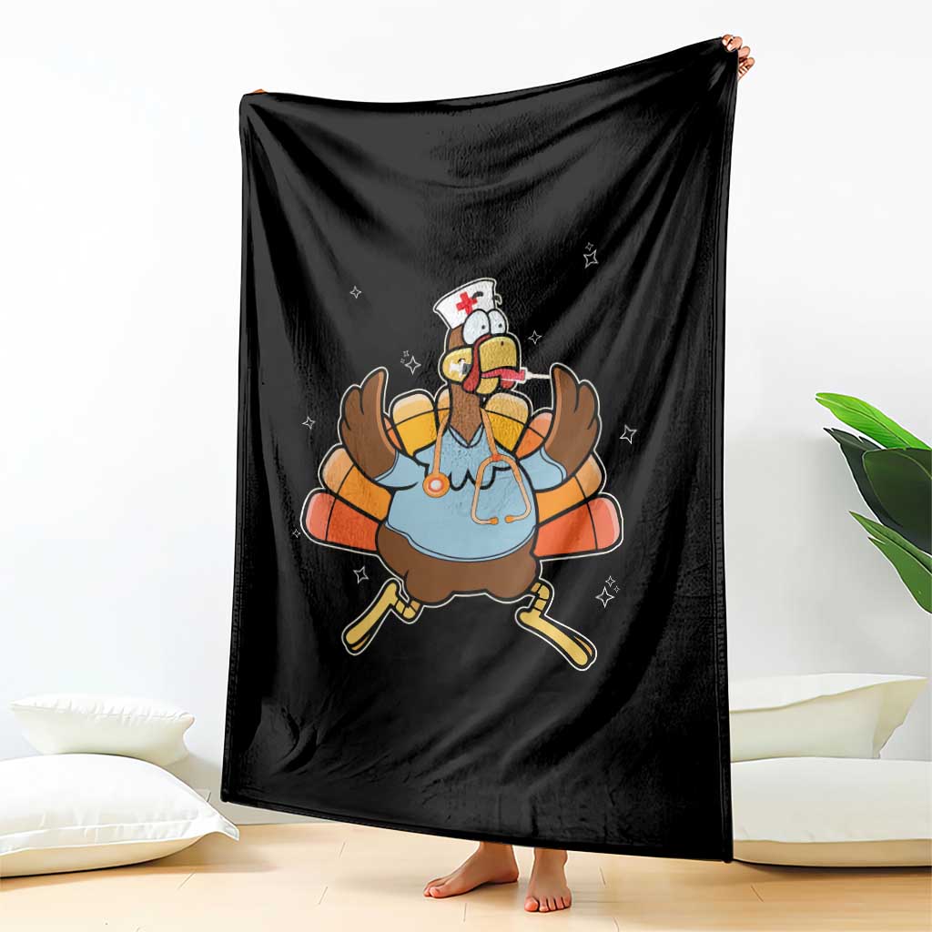 Thanksgiving Nurse Turkey Throw Blanket Funny Nursing Student Gift Thankful Nurse Medical Assistant TS10 Print Your Wear