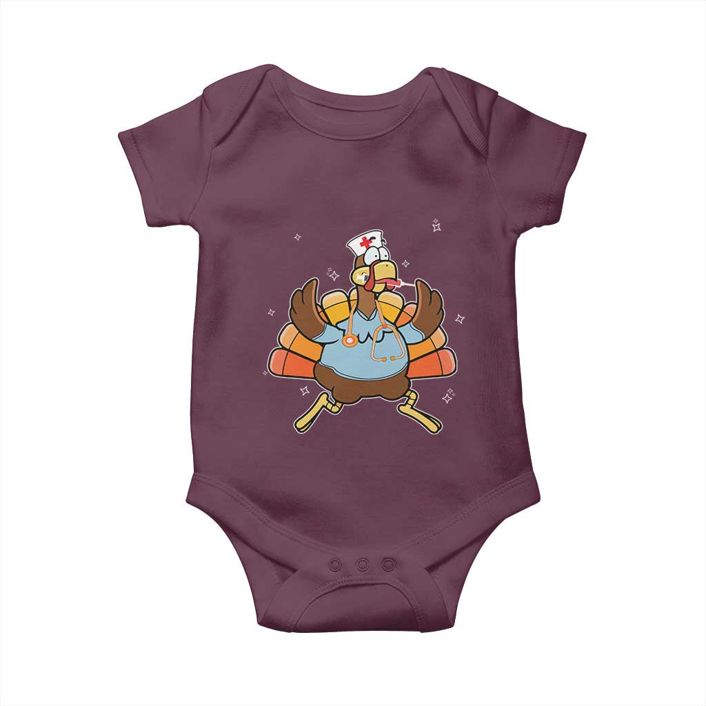 Thanksgiving Nurse Turkey Baby Onesie Funny Nursing Student Gift Thankful Nurse Medical Assistant TS10 Maroon Print Your Wear