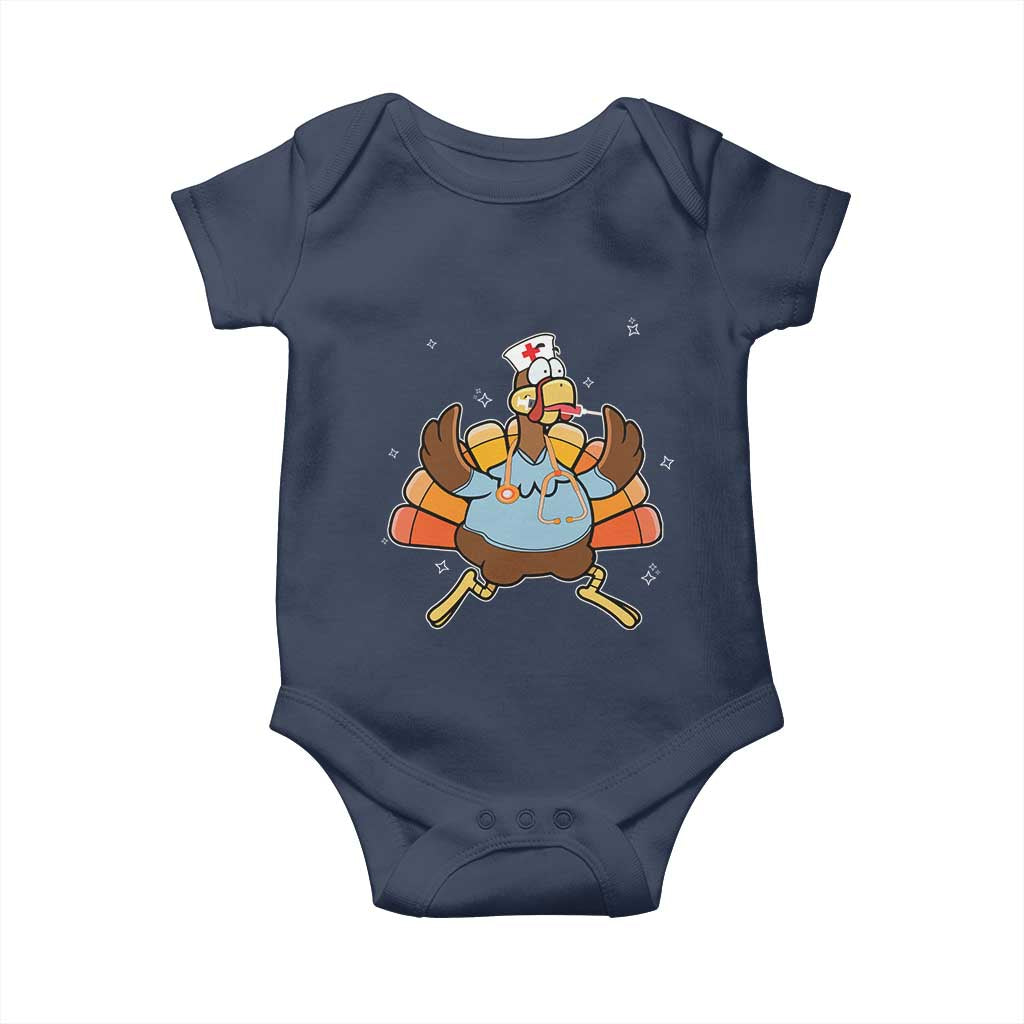 Thanksgiving Nurse Turkey Baby Onesie Funny Nursing Student Gift Thankful Nurse Medical Assistant TS10 Navy Print Your Wear