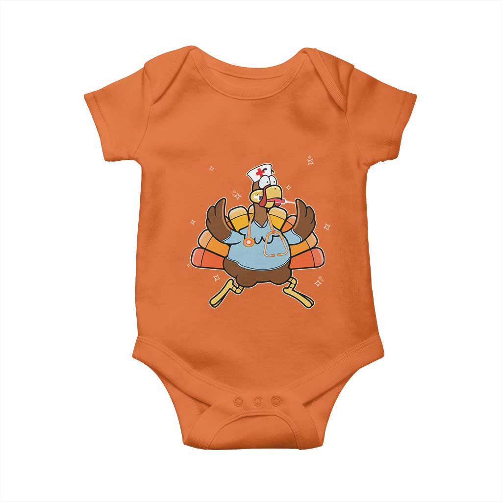 Thanksgiving Nurse Turkey Baby Onesie Funny Nursing Student Gift Thankful Nurse Medical Assistant TS10 Orange Print Your Wear